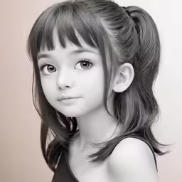 a girl is posing for the camera with dark hair