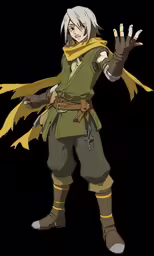 a girl wearing green holding her hands out with yellow