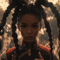 a girl with a braid on top of her head