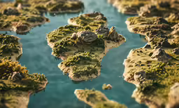 there are rocks on land, some water and many grass
