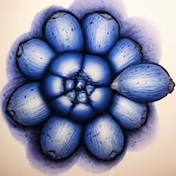 an art work with blue colors and black background