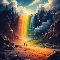 an artist rendering of a rainbow in the sky