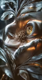 this is a close up photograph of the feathers and beads on a sculpture