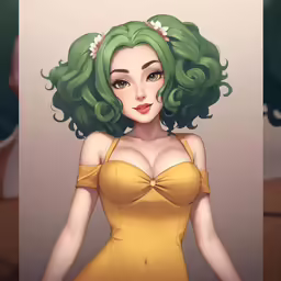 a woman in a yellow dress is depicted