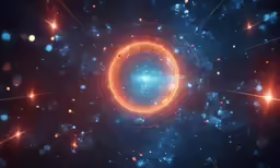 the image depicts an energy field surrounded by many bright lights