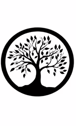 a tree with leaves is in a circle shape
