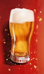 a glass of beer is seen in this artistic image
