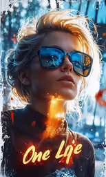 the woman is wearing blue sunglasses in front of snow
