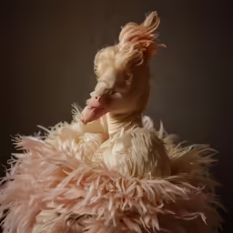 a white hairless cat is dressed like feathers