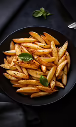 a plate with some fries that are on a table