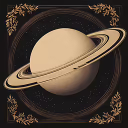 an image of a drawing of saturn with four rings in front