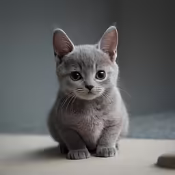 a small grey kitten sitting next to a shoe on top of a couch