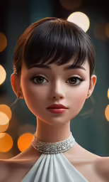 the young model is dressed up and wearing some jewelry