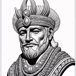 a bust of an old man in black and white