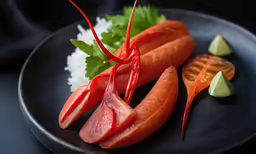 three long hot dogs on a black plate