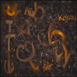 letters, numbers and signs in gold on a black background