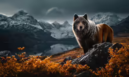 an animal standing on top of a rocky hillside