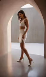 a woman in tight clothing posing for a photo