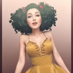 an animation figure of a woman in a yellow dress