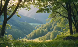 some very pretty green mountains with trees