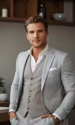a man in a suit posing for a picture