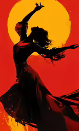 woman in the silhouette of the sun holding up a string