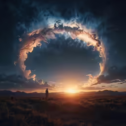 a man is standing in front of the sun