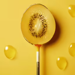 an orange slice with a spoon underneath it