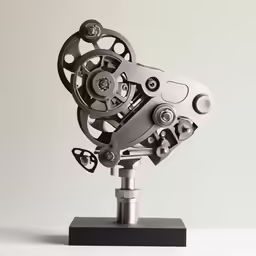 a metal object is on top of a square block