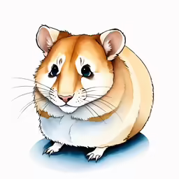 a cartooned illustration of a hamster