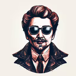 an art portrait of john beck wearing sunglasses,johnny painler with a beard and sunglasses in an old - fashioned photograph