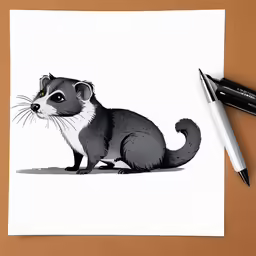 a badger card, with a black and white drawing of it