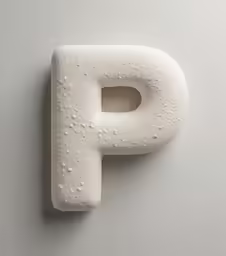 a letter p is made out of plaster