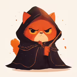 an illustration of a cat wearing a cloak