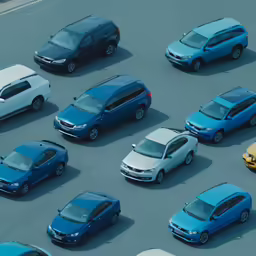 many cars are parked on the pavement
