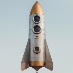 a model rocket that is sitting up in the sky