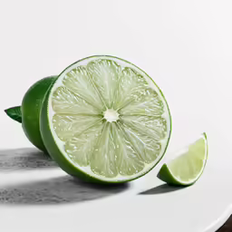 there is a lemon on a plate with one sliced in half