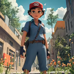 a person stands in a scene that appears to be made from cartoon characters