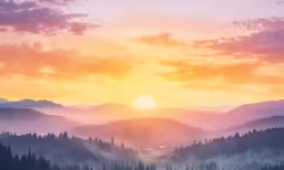 the sun is shining brightly on the mountain tops