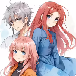 two anime character are dressed in similar outfits