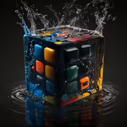 an image of a cube that is on water