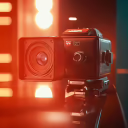 a digital camera is sitting on a table