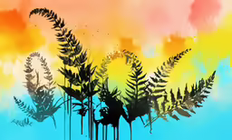 the painting depicts three different colors, as well as the design