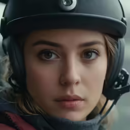 the young woman wearing the ski helmet is posing for the camera