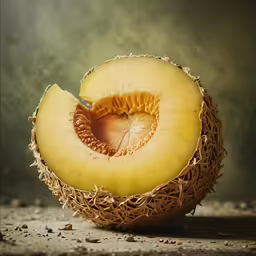 a whole and sliced fruit that looks like something out of the middle