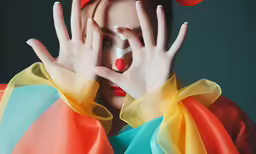 a woman has painted her nails and hands