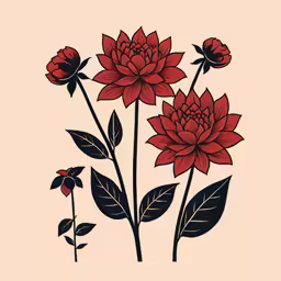 several red flowers are shown on a beige background
