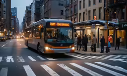 a city bus is sitting on the street