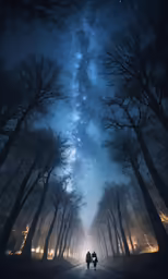 a trail leading down to a forest filled with trees