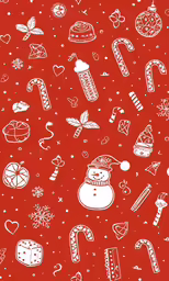 the red background shows many different christmas items